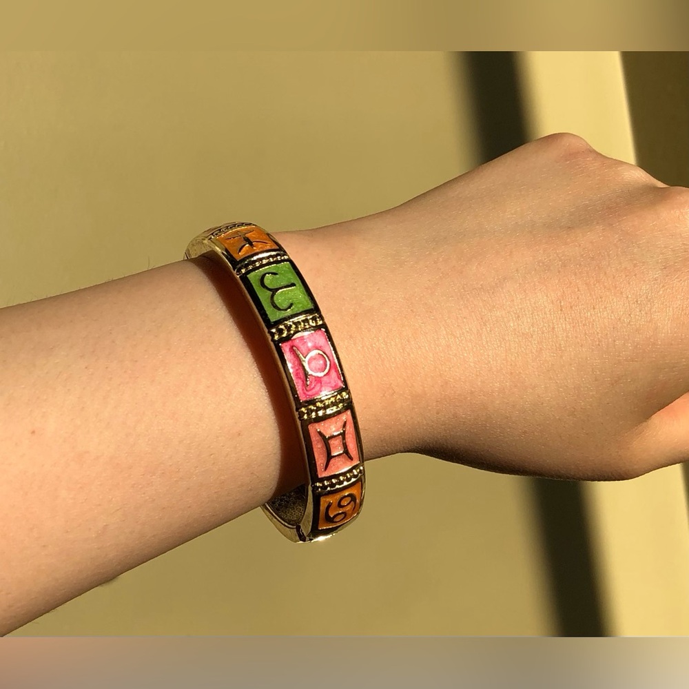 New Zodiac Multicolor Cloisonne Enamel Bangle Bracelet Tricolor